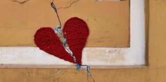 Broken heart on the wall