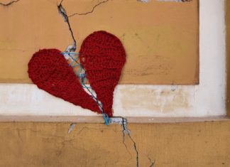 Broken heart on the wall