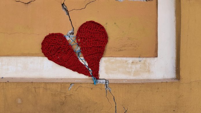 Broken heart on the wall