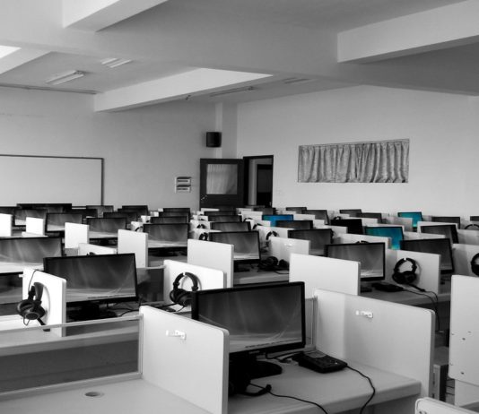 Black and white classrom