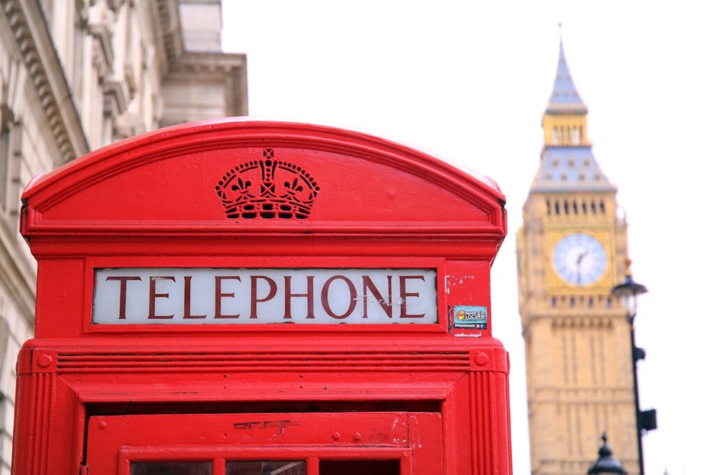 Red English Phone Booth with Big Ben in Background