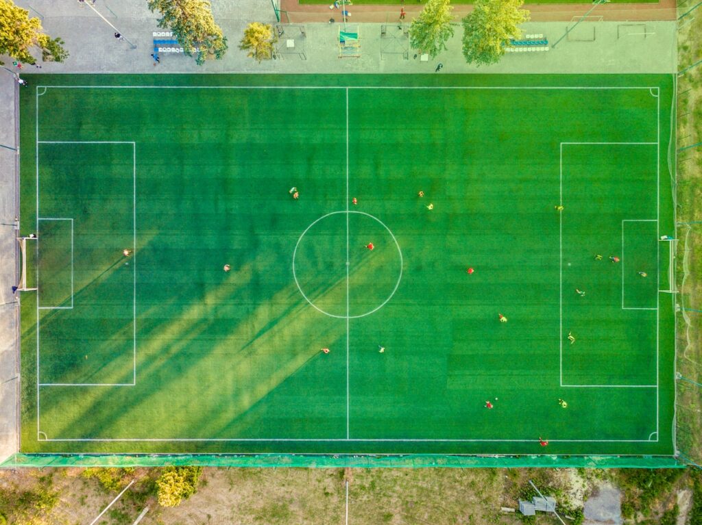 Soccer or football field from above