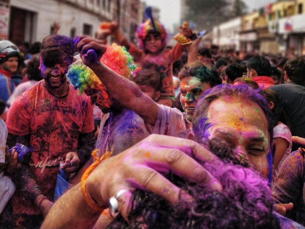 Group of people with paintings on their faces