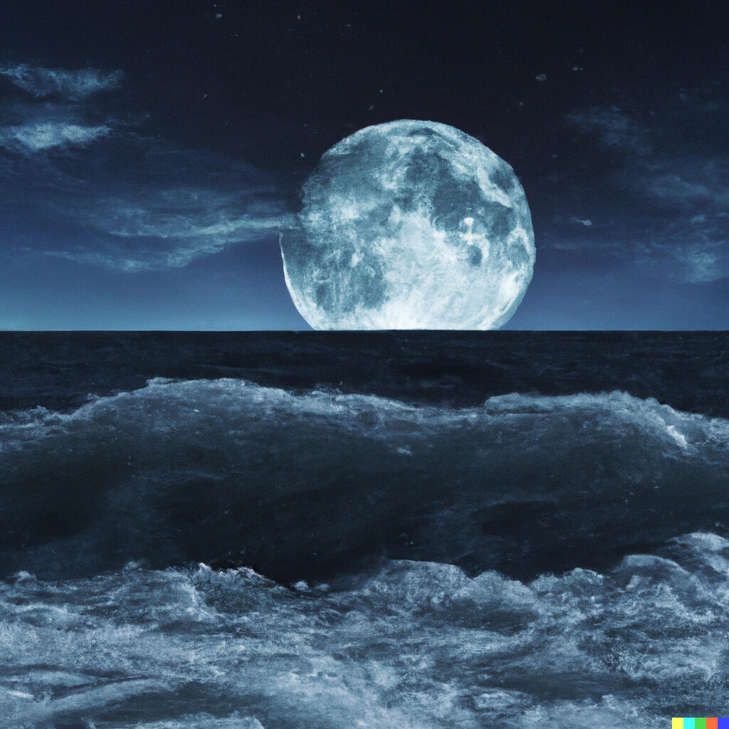 Big moon and ocean tides