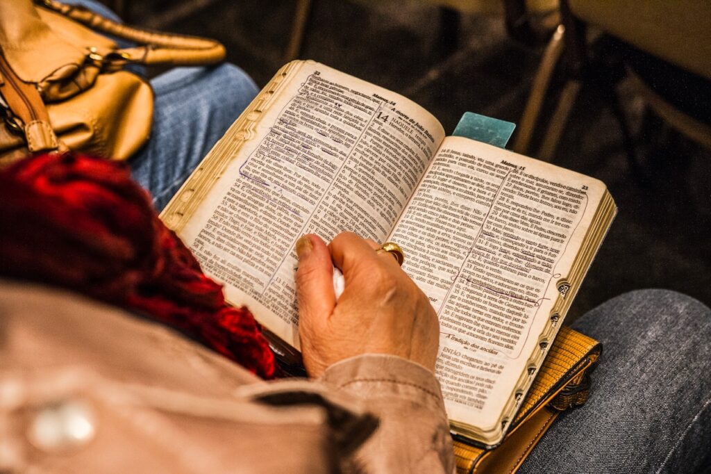 Person Holding Opened Book Bible
