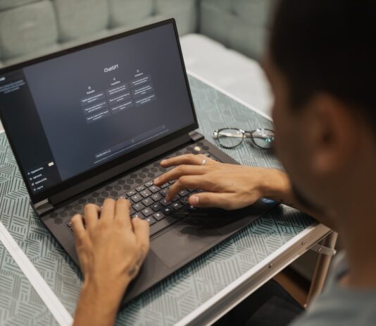 Laptop with chatgpt on screen