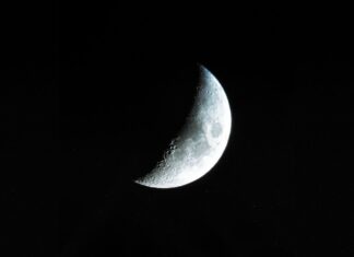 Half moon in nighttime