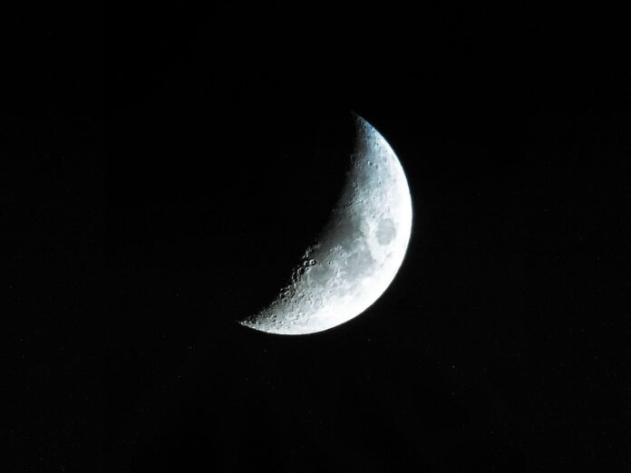 Half moon in nighttime