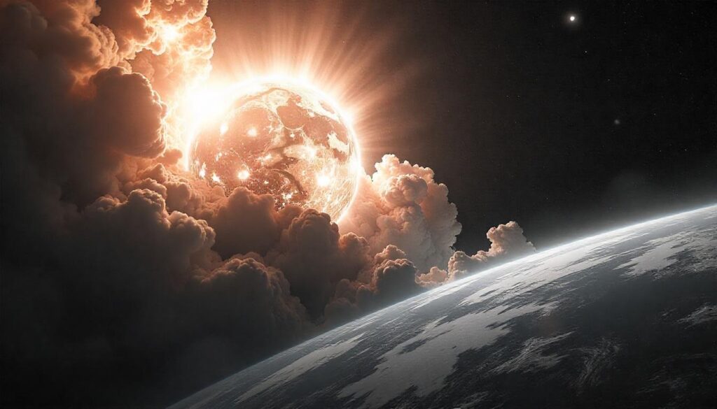 Radiation of the sun after explosion
