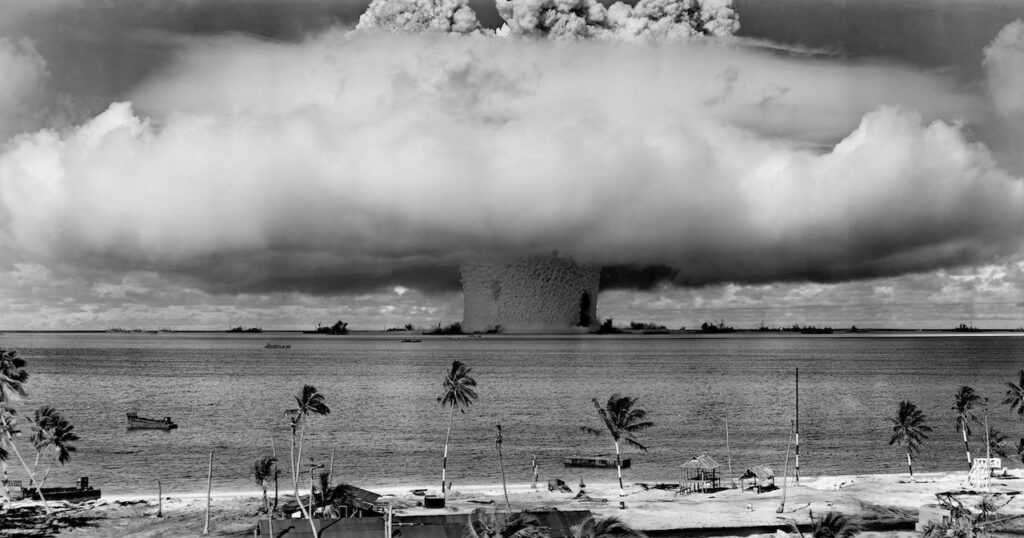 Atomic Bomb Explosion Mushroom Black and White