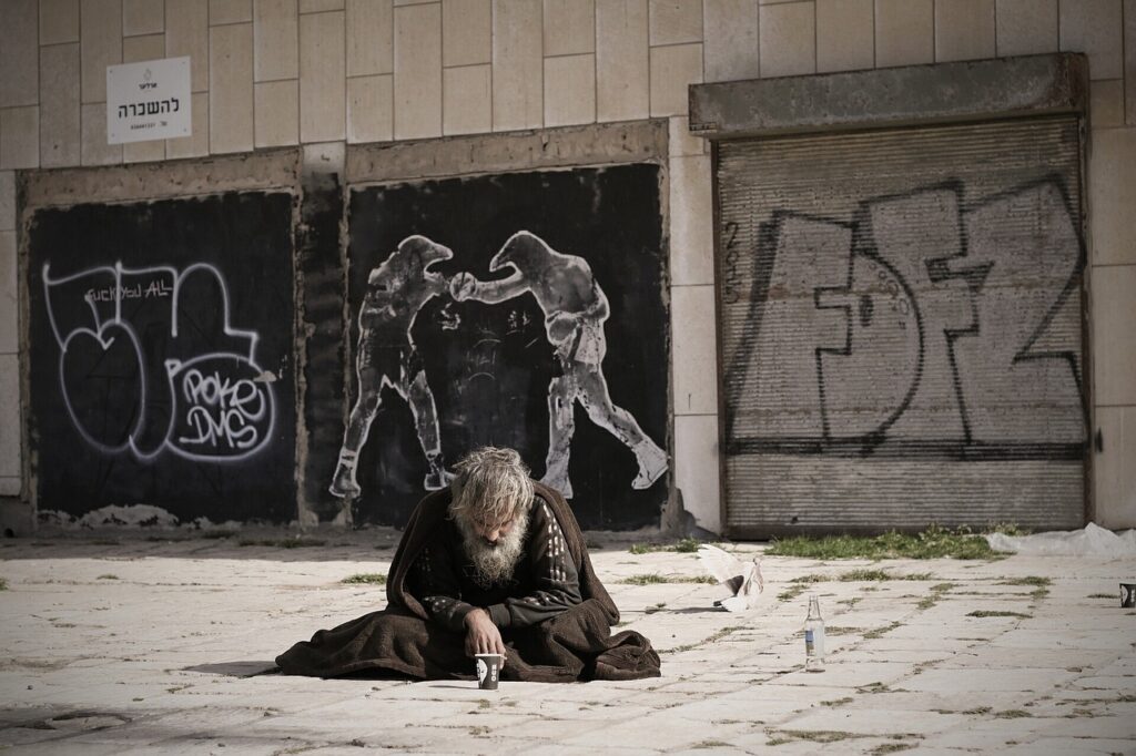 Homeless person in poverty