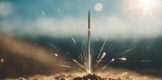 Needle hitting the earth at the speed of light