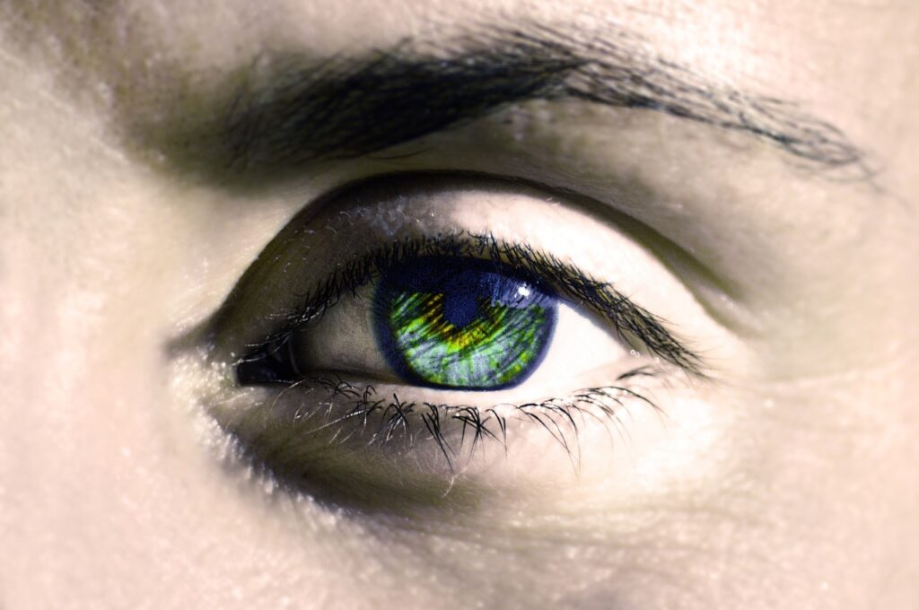 Closeup of green eye human