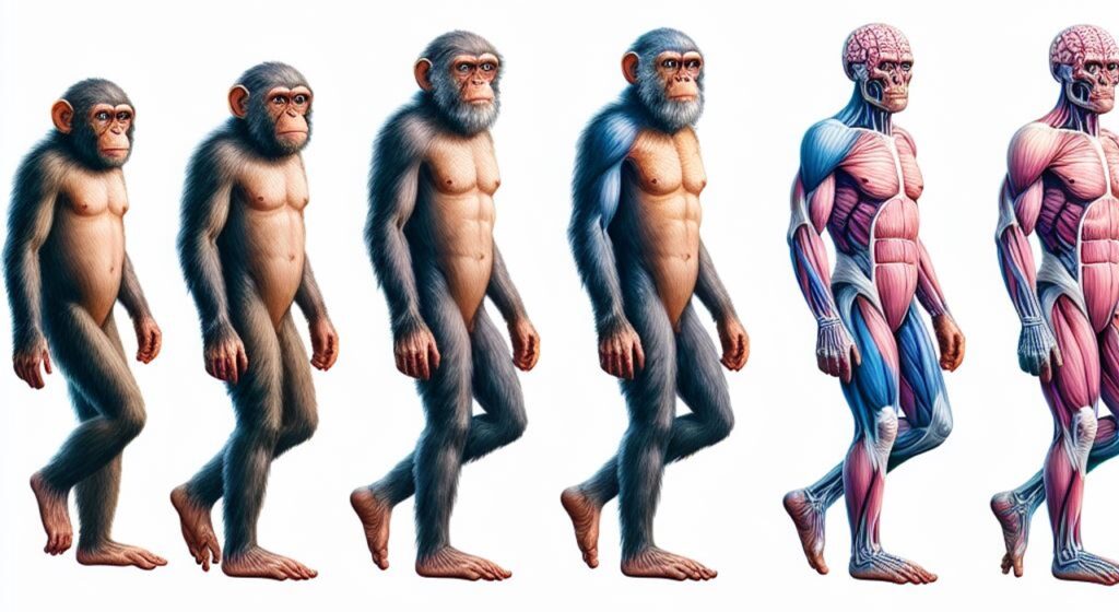 Monkeys transforming into humans