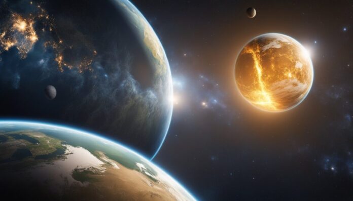 Earth colliding with another hypothetical planet called Theia