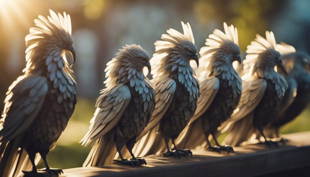 6 birds standing