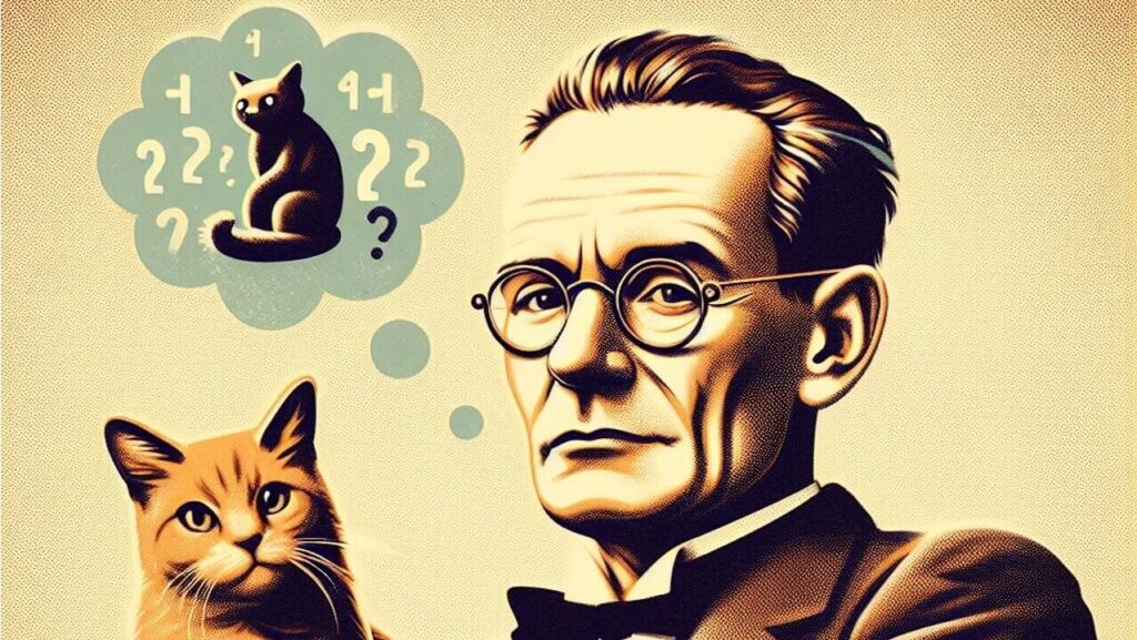 Erwin Schrodinger with his cat
