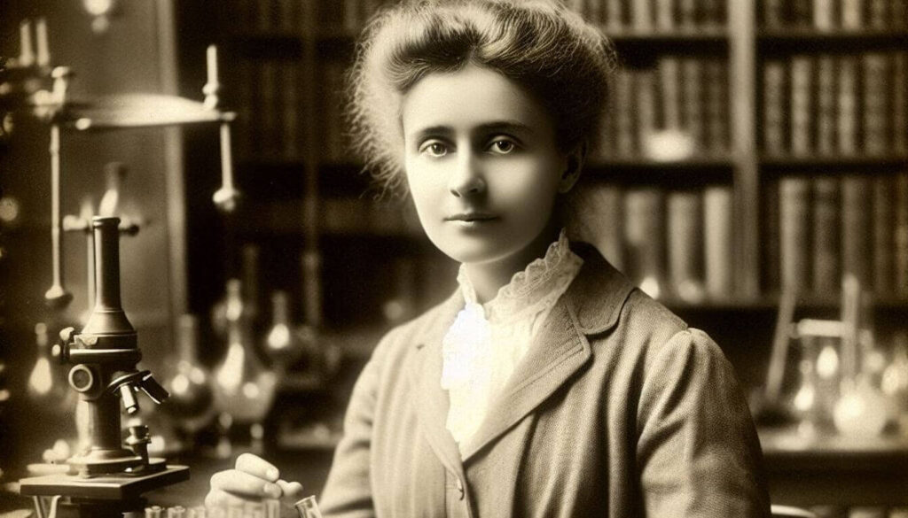 Marie Curie black and white photo