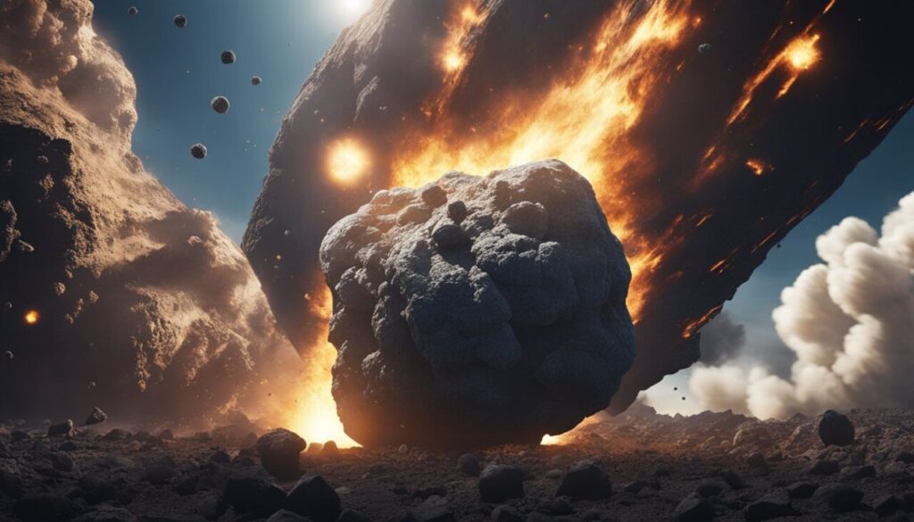 Asteroid colliding with Earth