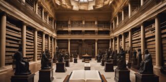 Mathematicians in one room that looks like library