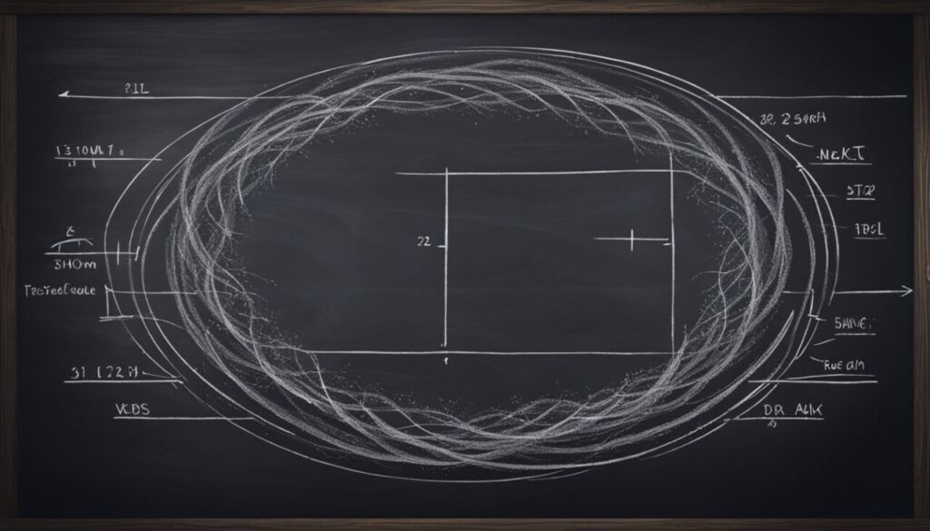 Complex math circle on black board