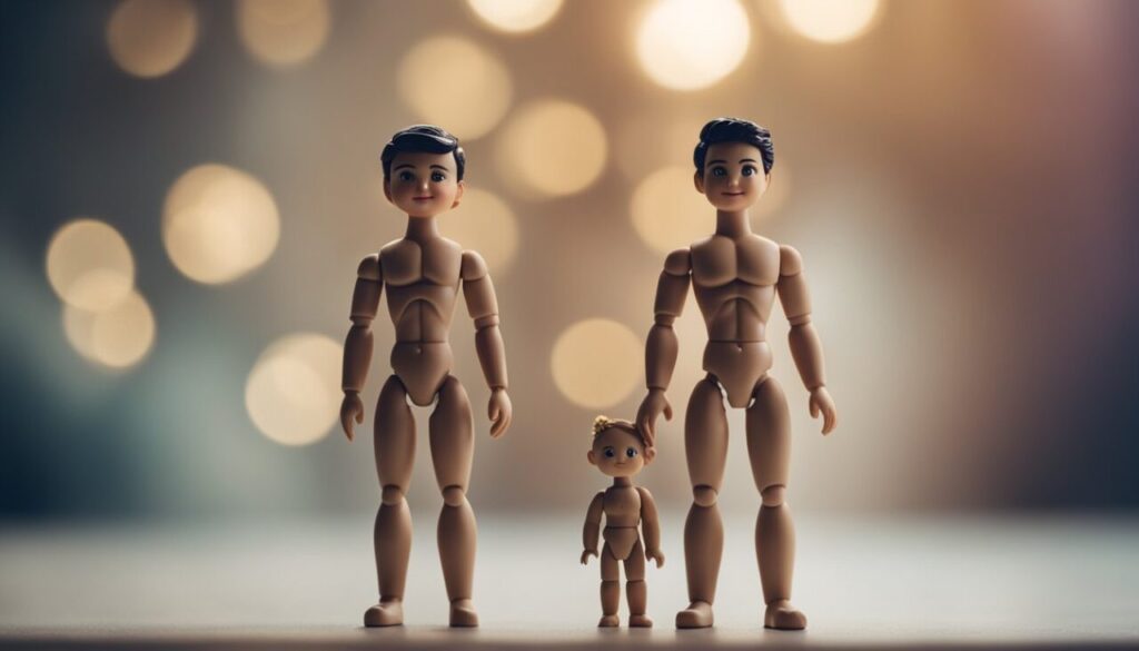 Three doll figurines without clothes