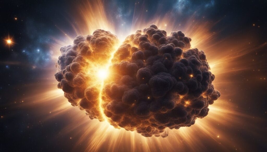 Atoms crashing creating explosion