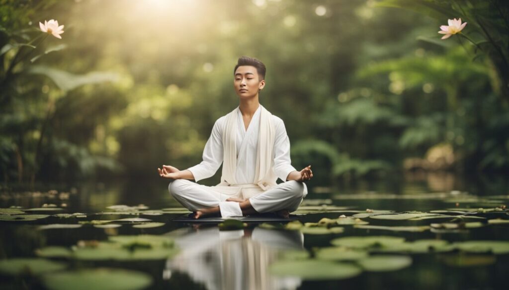 Person in white clothes meditating