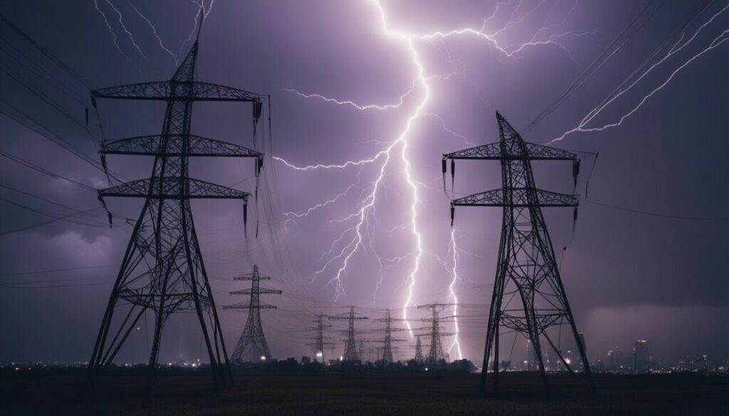 Electricity tower at night