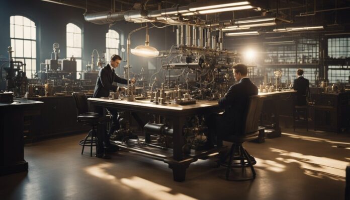 Nikola Tesla in his lab