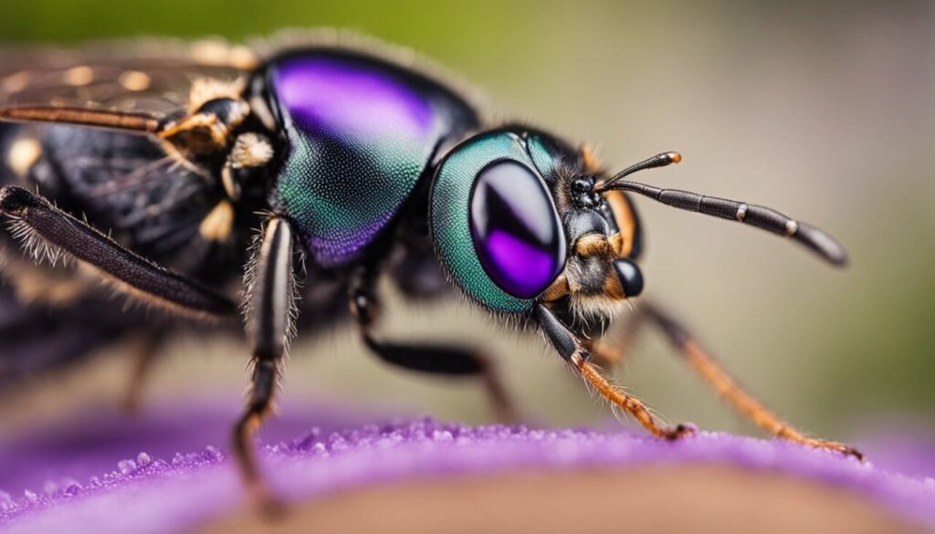 insect with purple eyes