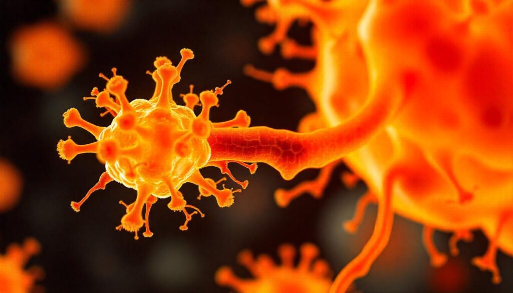 bacterium Clostridium botulinum close up. orange color