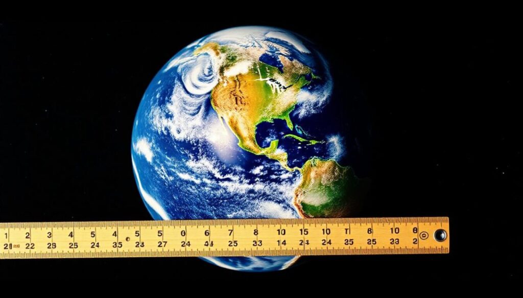 Earth and meter ruler