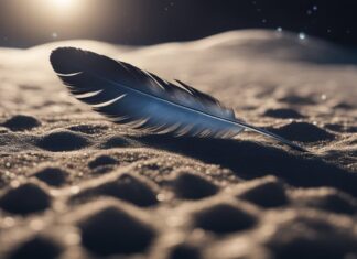 Feather on the Moon's surface