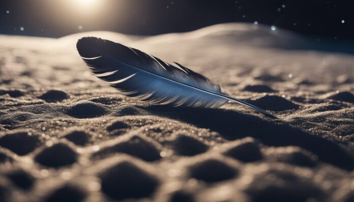 Feather on the Moon's surface