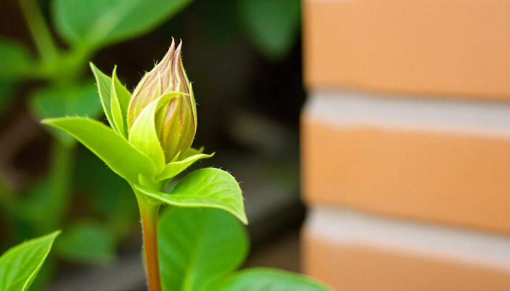 Green plant and a orange wall