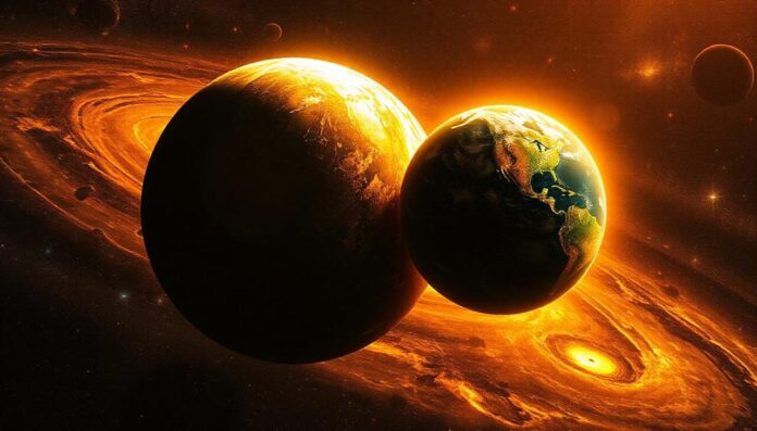 Two Earth's - one double thr size of each other