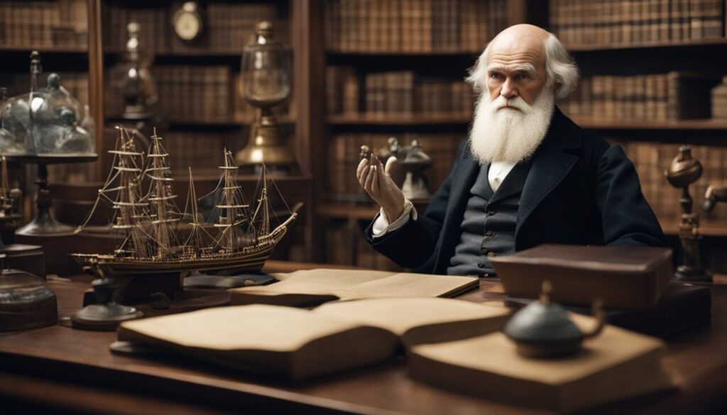 Old Charles Darwin in his office