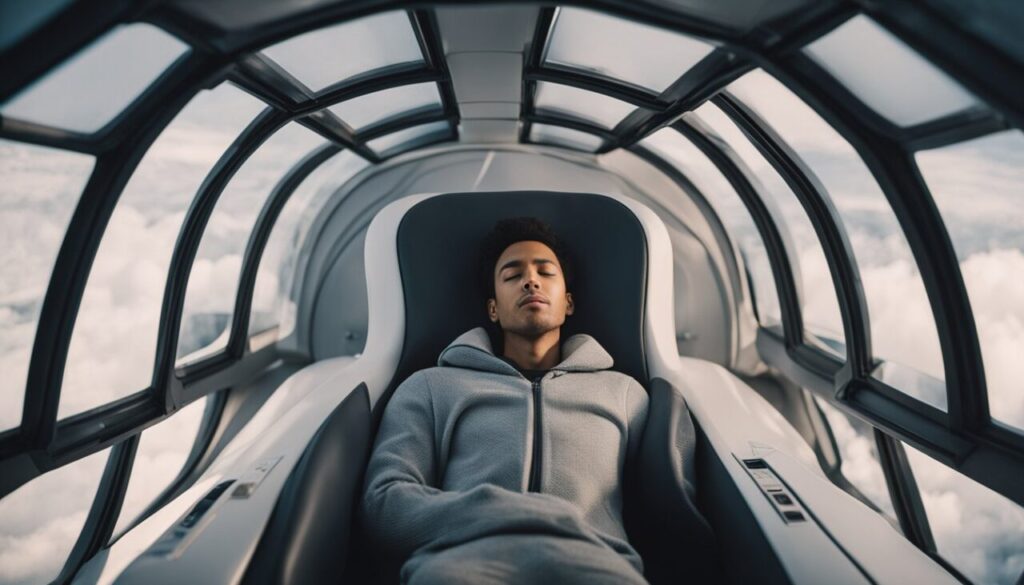 Person in hibernation capsule