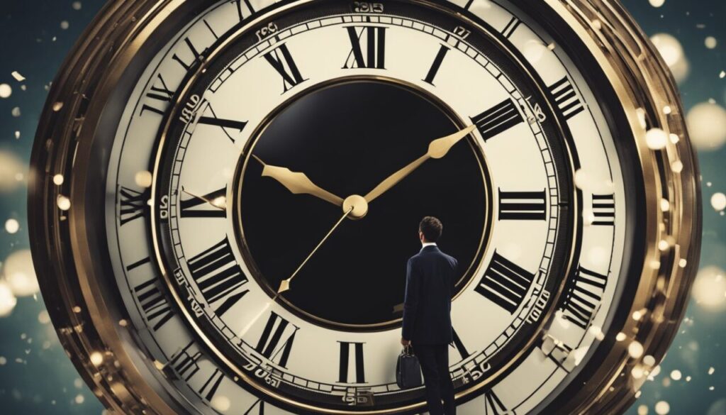 Clock and person standing in front of it