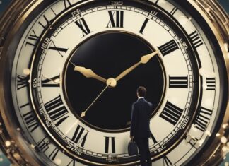 Clock and person standing in front of it