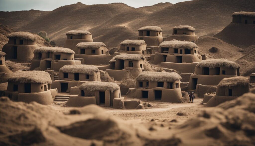 Ancient huts old village made of mud