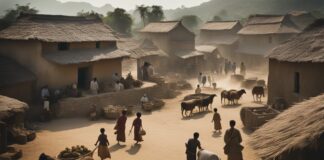 Aerial view of ancient village