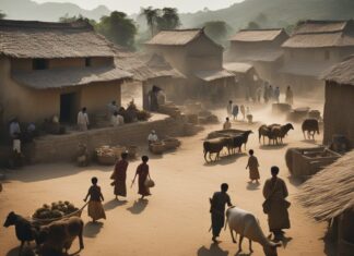 Aerial view of ancient village