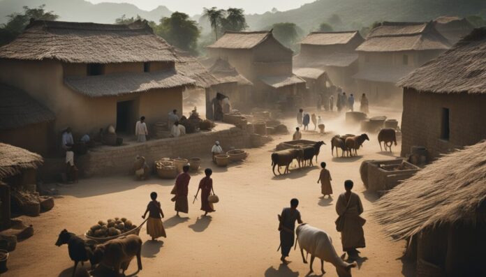 Aerial view of ancient village