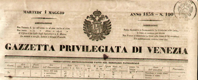 Venetian Gazettes newspaper