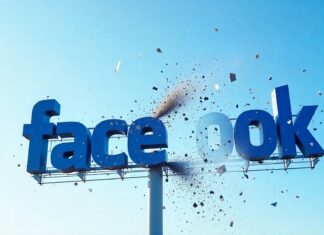 Facebook sign exploding