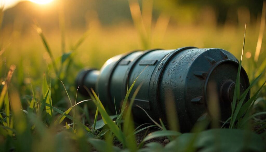 Landmine bomb in the field