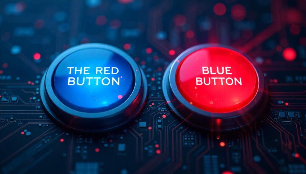 Two buttons, one is red other is blue