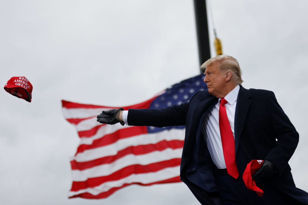 Donald Trump tosses hat into the audience